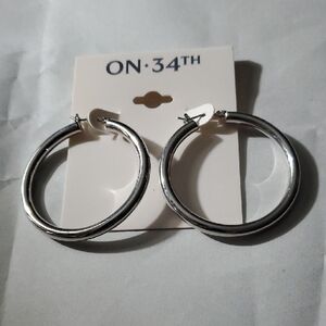 ON 34th NWT Silver Hoop Earrings